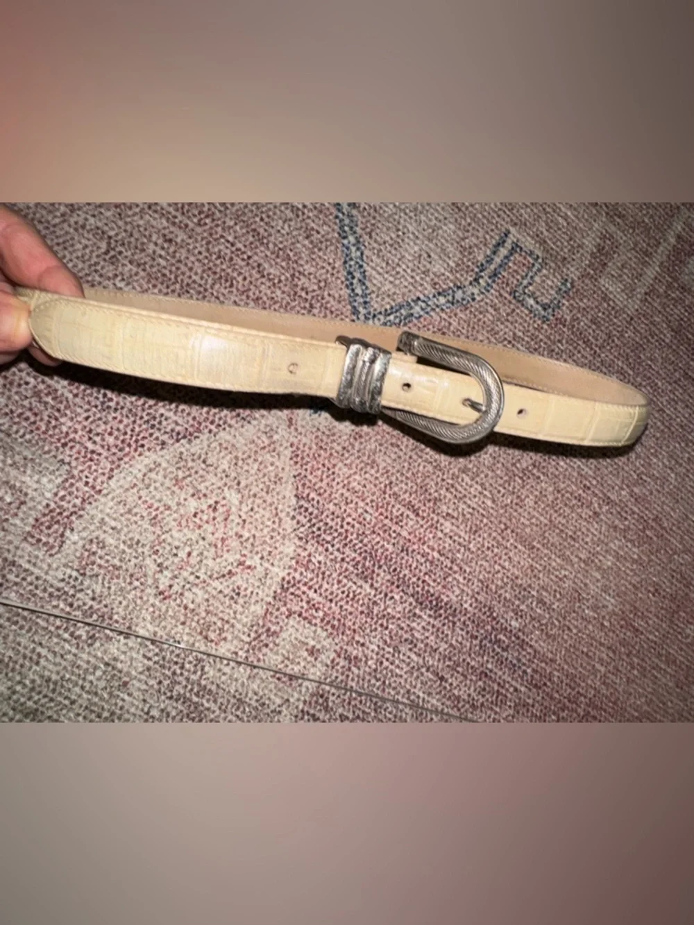 Brighton tan leather crocodile women’s belt w/ornate silver buckle sz 30